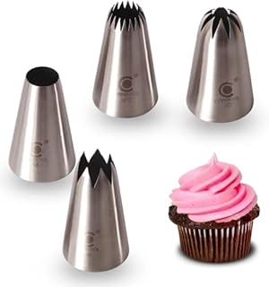 Cangool 4 Professional Piping Tips Extra Large (XL) (8A, 356, 1C and 9FT) for Decorating Cakes, Cupcakes, Churros, Pie and Biscuit- Nozzles Compatible with Piping Bag