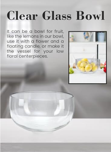 Serene Spaces Living SSLGA70715SFS Clear Round Glass Bowl, Decorative Low Glass Vase For Home, Entryway, Wedding, Flower, Floating-Candle, Fruit thumb #5