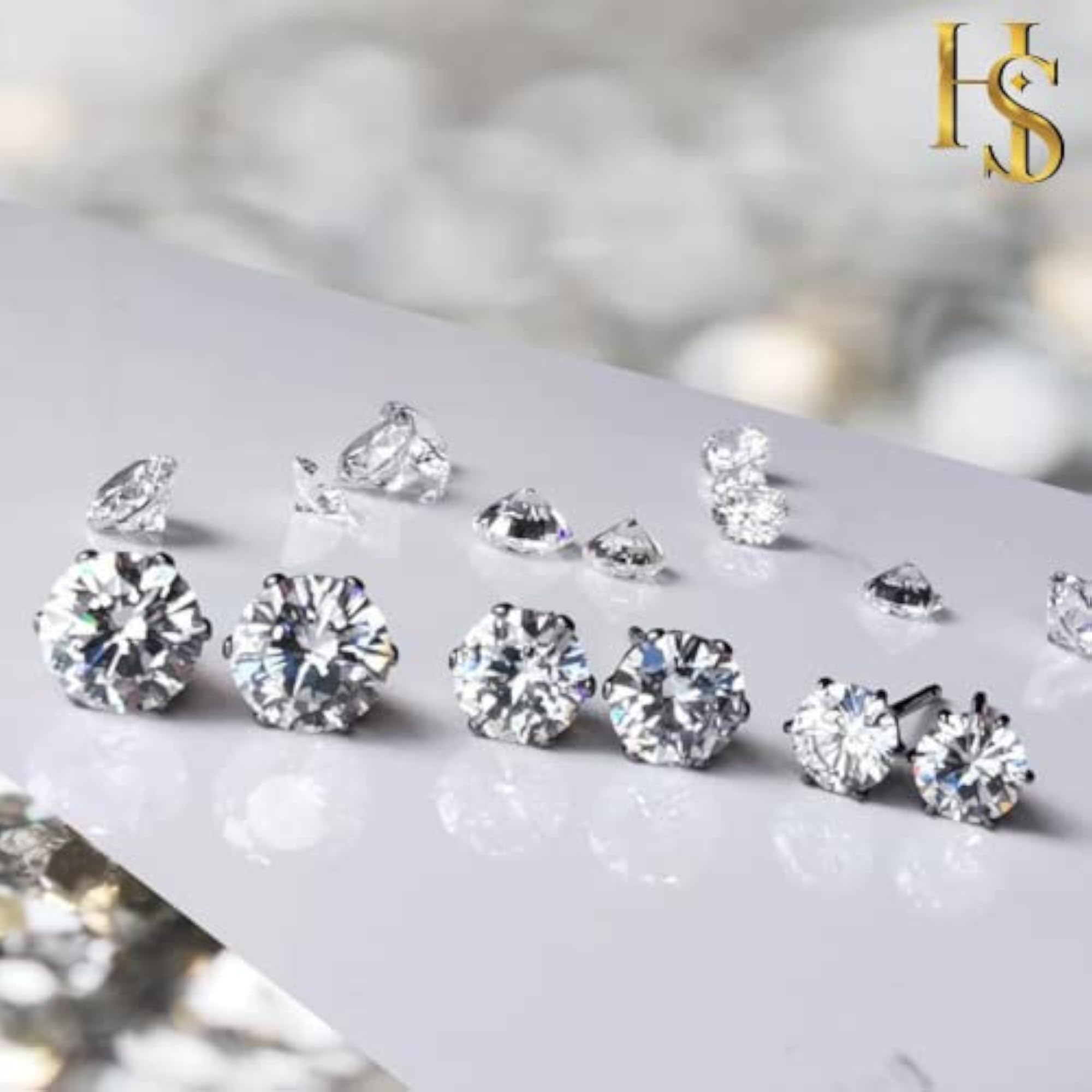 925 Sterling Silver Solitaire Stud Earrings with CZ Tops 4mm