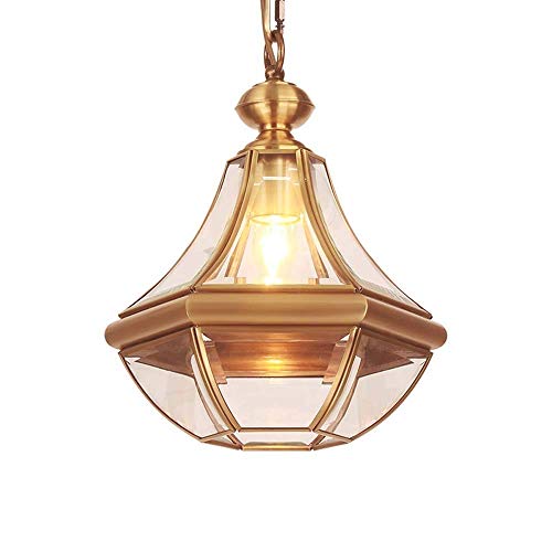 Lustres en cuivre country américain en verre rétro de diamètre 27cm pour décoration de salon