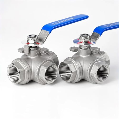 Válvula de bola de tres vías tipo T de acero inoxidable SS304 con conexión BSPT de 3/8 pulgadas 7