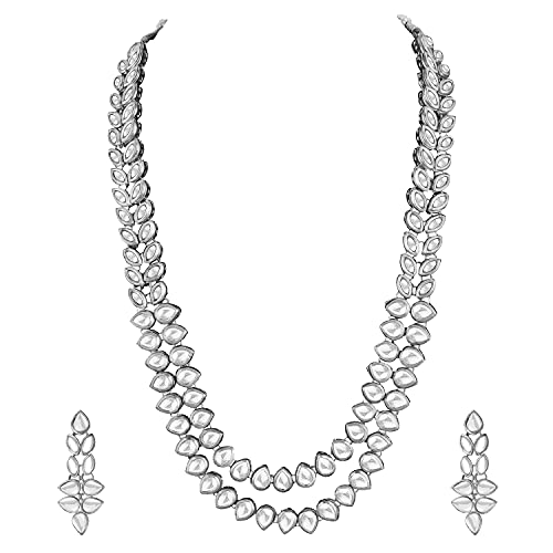 Image of Peora Kundan Faux Pearl Necklace & Jewellery Set Gift for Women