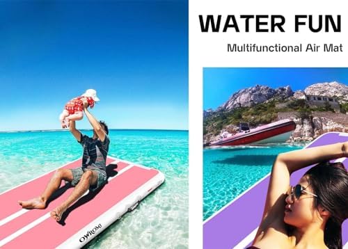 Tumble Track Mats for Gymnastics, Kids Air Gymnastics Mats for Tumbling Thick Inflatable Gymnastics Tumbling Track Mat 6.6/10/13/16.4/20ft Training Tumbling Mat with Electric Pump for Home/Water Fun