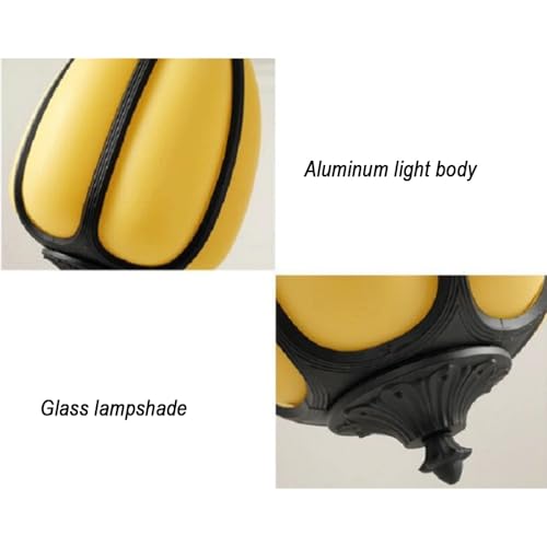 WJJHERRH American Outdoor Waterproof Glass Chandelier Single-Head Hexagonal Pavilion Shape Aluminum Pendant Lights Screw Hanging Lights Adjustable Hanging Wire for Front Door Entry Porch Gazebo(M - Image 2
