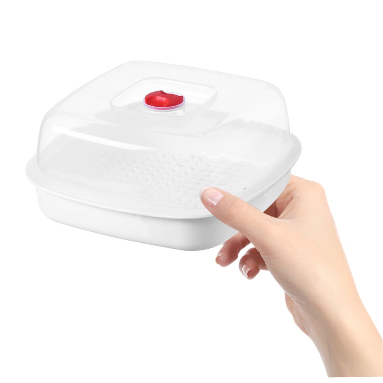 Generico Vaporiera Microonde Professionale in Plastico Manico, Contenitore per Alimenti al Vapore per Cucina e Cottura di Pesce e Ravioli