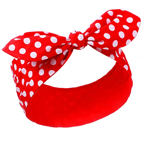 Hicarer Red Polka Dot Bow Headbands Halloween Cute Bandana Retro ...