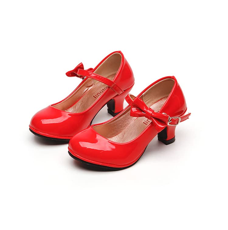 yamerbo Little Big Girls Dress Shoes-Mary Jane Shoes for Wedding School Party, Girls Patent Leather Low Heels Princess Bowknot Pumps Shoes, Girls Formal Dress Shoes for Wedding