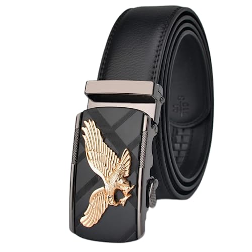 Numney Luxus Herren Gürtel Adler Leder Verwendet für Herren Kleid Casual Verstellbarer Gürtel, Schwarzer Gürtel 03, Available 30'to 40'Waist