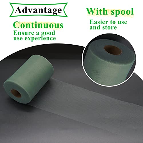 image for IONTACH Sage Green Tulle Fabric Rolls 6 Inch by 100 Yards (300 feet) F