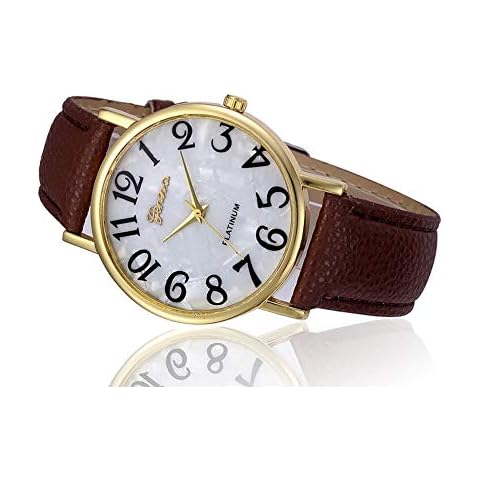Ogquaton Couple Wristwatch,Fashion Women Faux Leather Band Stainless Steel Quartz Analog Wrist Watch Gift Cover