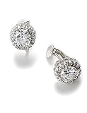 Silver Crystal Cubic Zirconia with Little Stud Wrapped Rondelle Circle Round Shape Earrings