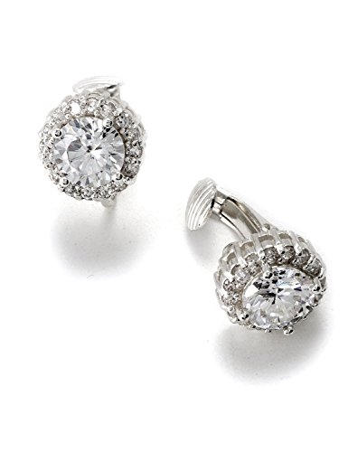 Silver Crystal Cubic Zirconia with Little Stud Wrapped Rondelle Circle Round Shape Earrings Silver Crystal Cubic Zirconia with Little Stud Wrapped Rondelle Circle Round Shape Earrings