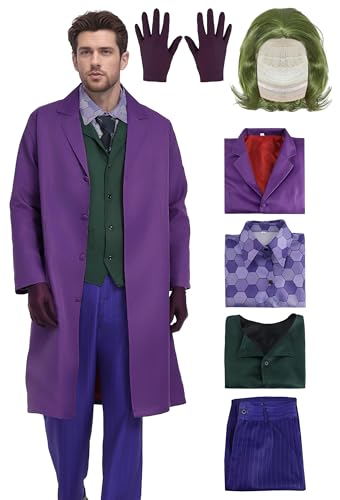 WATCPNO Adult Halloween Costume Set for Mens Purple Costume for Role Cosplay Cute Soft Costume for...