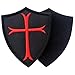 Knights Templar Cross Shield Military Morale Embroidered Fastener Hook & Loop Patch - Black & Red