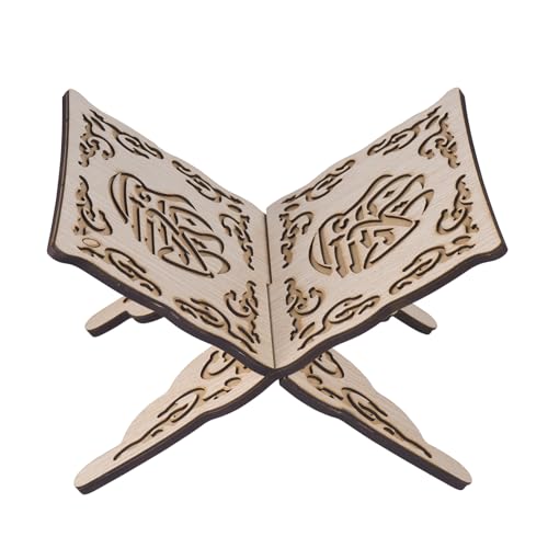 TAIYOU Supporto pieghevole in legno per libri aperti Corano pieghevole in legno per libri sacri in legno rustico per libri di cucina, libri di ricette, libri di testo, bibbie, riviste, corano, 25 x 17