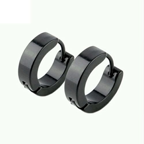 Preisvergleich Produktbild Herren Männer Edelstahl Creolen Ohrringe Ohrhänger Ohrstecker Schwarz Klappcreolen Punk Rock Gothic Biker