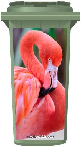 Pink Flamingo Wheelie Bin Sticker Panel Large