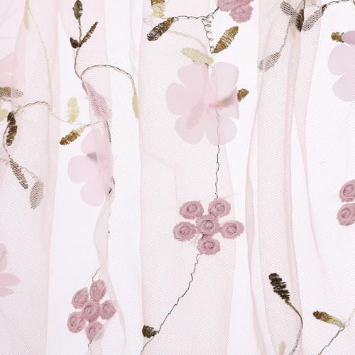 Tissu dentelle tulle brodé fleurs 3D haute couture rose QUARKZMAN pour robe de soirée de luxe