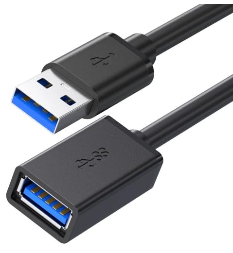 VGE Alargador USB 3.0 Cable Extensión Macho Hembra 2 Metros Negro - Transmisión Ultra Rápida 5 Gb/s, Compatible con PC, Portátil, PS4, Smart TV, Impresora, teclados, ratones, Disco Duro Externo y Más