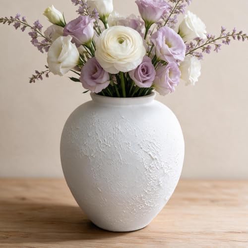 Rustiques Vases Forme Ronde, Vintage Vase, 10.5×9.5×21 cm, Blanc