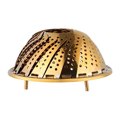 Kitchen Steamer Basket Stainless Steel,1 Pcs (5.98" to 10.71") Steaming Veggie Food Seafood Cooking Steamer by Buy THINGS!（Gold） Cover