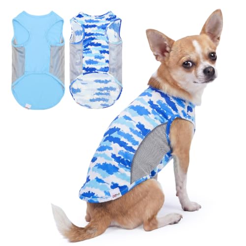 UNIPUP 2 Pack UPF 50+ Sun Protection Pet Shirts, Sports Fan T-Shirts for Small Dogs, Lightweight Sleeveless Dog Vest with Reflective Strips, Cat Outfit P23ST00505M