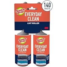 Scotch-Brite Everyday Clean Lint Roller, Lint Remover for Pet Hair, Dark Clothes, Furniture, and Dusty Surfaces, Picks Up Fur & Fluff in Your Home, Car, Office, 2 Pack, 140 Adhesive Sheets Total