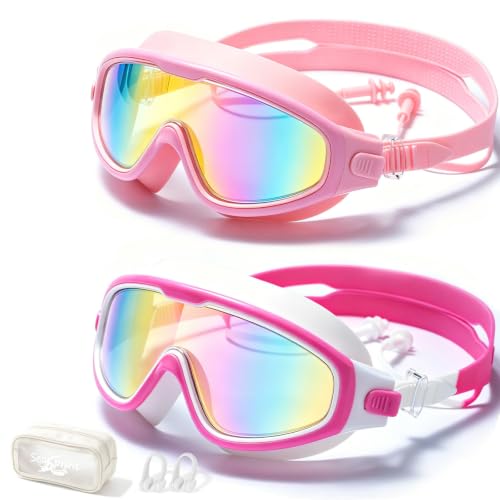 Image of Swim Goggles for Kids 6-12, Wide View Anti-Fog UV Protection No Leaking,Boys Girls Youth Swimming Goggles