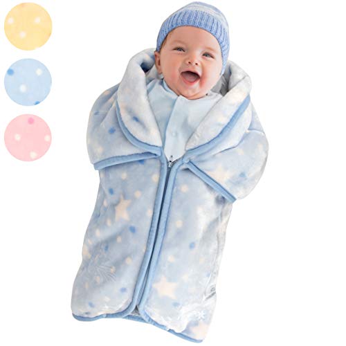 Image of JOIE BEAN Swaddle Sack Adjustable Baby Sleep Wrap | Sleep Sack Bag for Baby and Toddler | 2 in 1 Blanket and Infant Sleeping Bag | Soft, Micro Fleece Wearable Blanket for Secure Sleep Nap - Blue