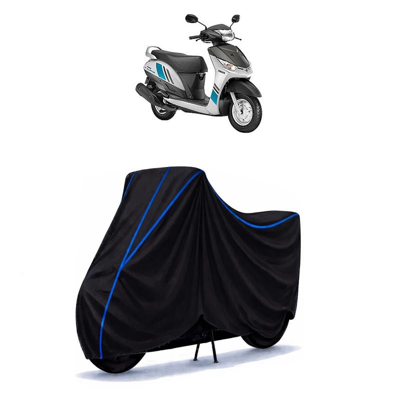 Image of Scooty Cover Water Resistant for Alpha | Universal Scooter & Bike Cover | Heavy Duty UV Protection | Dust, Rain & Scratch Protection | Elastic Fit All Weather Indoor Outdoor | Black with Blue Piping