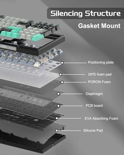 Image of MageGee SKY98 Mechanical Gaming Keyboard, 96% Gasket Hot Swappable Wired Custom Creamy Keyboard with 5-Layer Sound Dampening, RGB Backlit, NKRO for Win /Mac (Dark Elf, Blue Whale Switch)