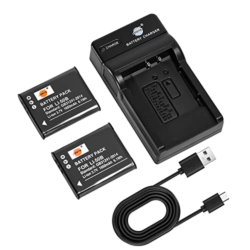 DSTE 2PCS Li-50B LI50B Batterie et Chargeur Compatible avec Olympus Stylus 1010 1020 1030 9000 9010 SZ-10 SZ-11 SZ-12 SZ-15 SZ-20