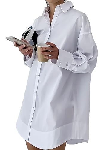 SUNNOW Women's Casual Shirt Dress Collared V Neck...