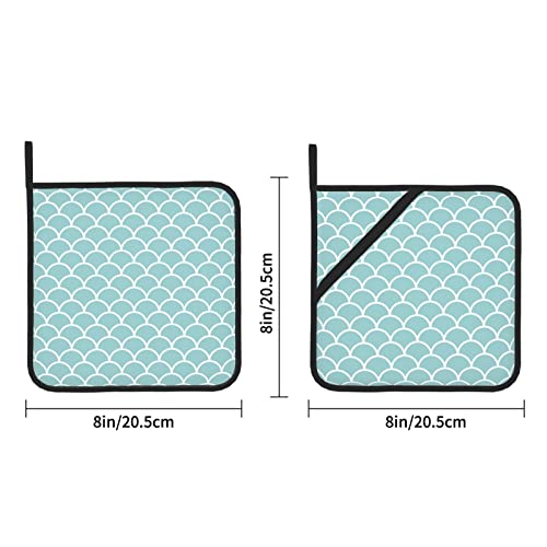 Mermaid Kitchen Pot Holders Hot Pad, Potholders Hot Pads For Kitchen,Washable Pot Holder Oven Mitts,Heat Resistant Hot Pad Kitchen Decor Accessories For Cooking And Baking（2 Sets #TOP2
