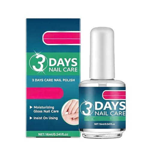 3 Days Nail Care Oil - Strong Nail Strengthener for Weak & Damaged Nails - Nail Care Oil with Keratin Amino Acid Formula - Daily Nourishing Nail Cuticle Oil Clear Finish