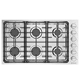 Empava Gas Cooktop 36 Inch with 6 Sealed Burner NG/LPG Convertible in Stainless Steel Stove Top Bulit-in,Certified by CSA,for Homes, kitchens