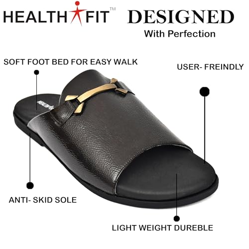 Image of HEALTH FIT Extra Soft Comfortable Traditional Ethnic Chappal /Slippers Wedding & Festive Sliders for Gents /Boys Lightweight flexible TPR sole & Easy-to-wear slip-on design cushioned for Men HF7017