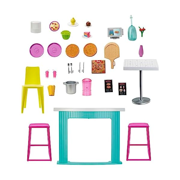 Barbie Coffret Le Restaurant de avec Une poupée Mannequin, Plus de 30 Accessoires et 6 Zones de Jeux Jouet Enfant, Dès 3 Ans, HGP59 41FrjQUxi2L. SS600