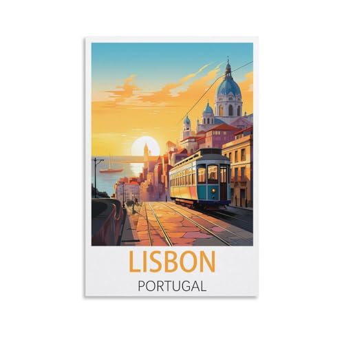 Poster de voyage vintage Lisbonne Portugal 50 x 75 cm