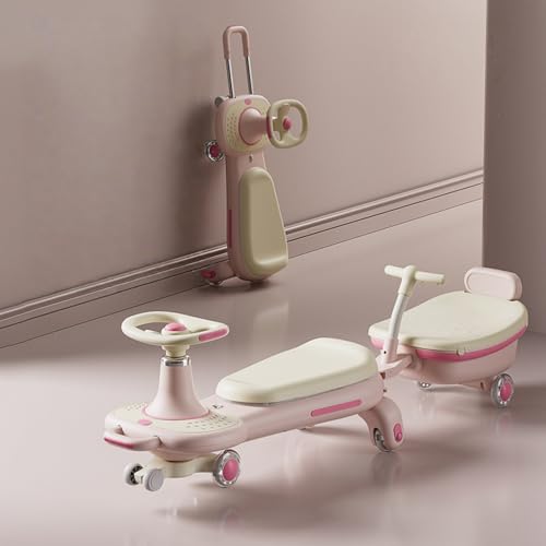WGM新登場 乗用玩具 子供自動車 乗り物 乗れる おもちゃ 子供 スイングカー 車 乗り物 コンビカー 光るタイヤ 大人も一緒に乗れる 耐荷重110KG プレゼント 誕生日 孫 クリスマス (大人用プルロッド + 取り外し可能なプッシュハンドル + トレ
