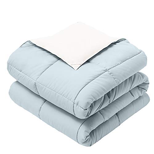 Wholesale Beddings edredón reversible hipoalergénico alternativo, manta de calor medio, Azul/Blanco, Throw Blanket (50'Wx75'L)