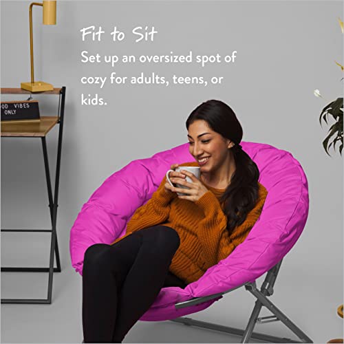 Urban Shop Oversized Polycanvas Foldable Saucer Chair, Pink #TOP5