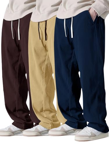 Image of Pinkmint Men's Stretchable Ribbed Track Pants | Poly Lycra Relaxed Fit Trousers | Elastic Waist Drawstring Joggers | Casual, Gym, Lounge Wear for Men