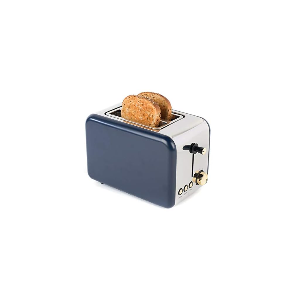 Salter Metallics Polaris 2Slice Toaster, 850 W, Navy Blue/Gold