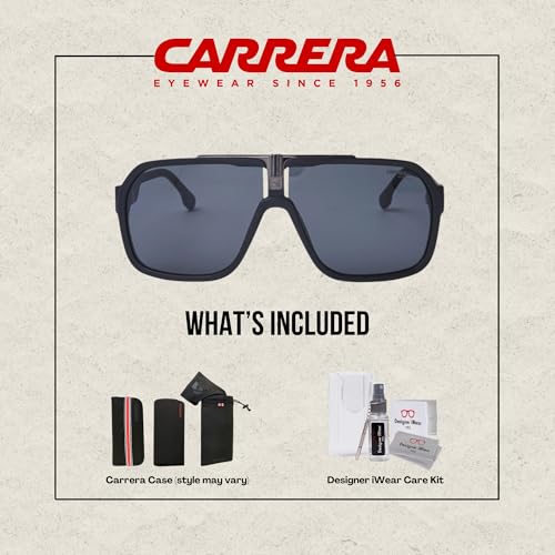 Carrera CA1014/S 0003/2K 64MM Matte Black/Grey Plastic Square Sunglasses For Men + BUNDLE with Designer iWear Eyewear Kit4