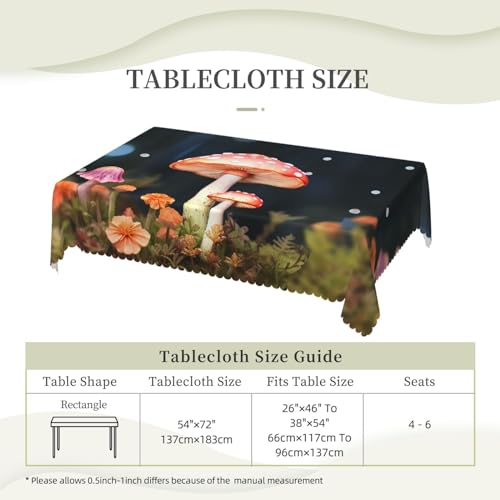 Nappe rectangulaire imperméable champignons colorés 137x183 cm pour table de cuisine