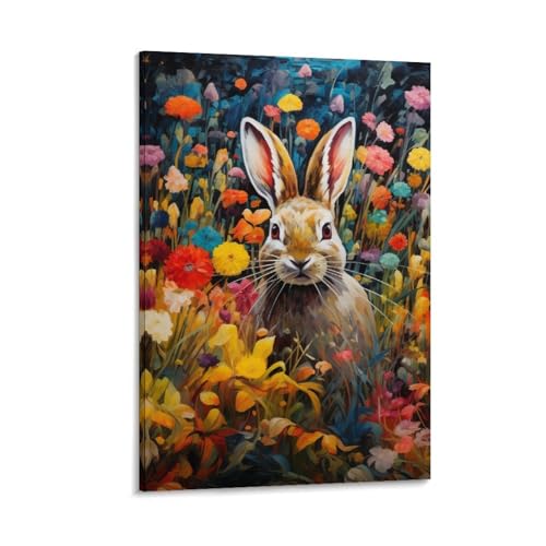 Peinture lapin decoration murale chambre tableau impression sur toile couloir 40x60