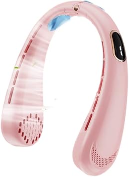 Portable Neck Fan, Personal Fan Rechargeable Battery Operated Wearable Small Fan, Ultra Quiet, 3 Speed Neck Cooler for Women Men Kids Outdoor Indoor Pink
