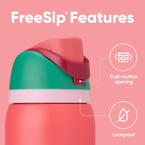 Image of Owala FreeSip Insulated Stainless Steel Water Bottle with Straw for Sports, Travel, and School BPA-Free Sports Water Bottle, 32 oz, Strawberry Fields | Insulated, with Straw, for Sports, Travel, and School, BPA-Free