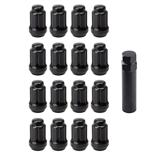 Image of Tusk Tapered Spline Drive Lug Nut Kit with Lug Nut Key 12mm x 1.25mm Thread Pitch (16 Pack) Black Compatible with Kawasaki KRX /Teryx /Mule Yamaha RMAX /YXZ CFMOTO Force /ZForce